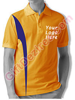 Designer Tangerine and Blue Color Logo Custom T Shirts